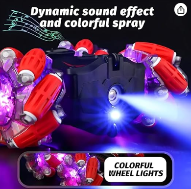 360° Rotating RC Drift Car with LED & Smoke Spray