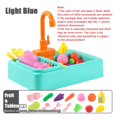 Electric kids kitchen sink with running water