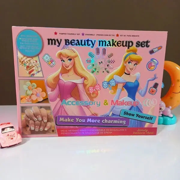 ✨ Princess Makeup Box Set – With Hair Accessories & Bead Bracelet Kit ✨