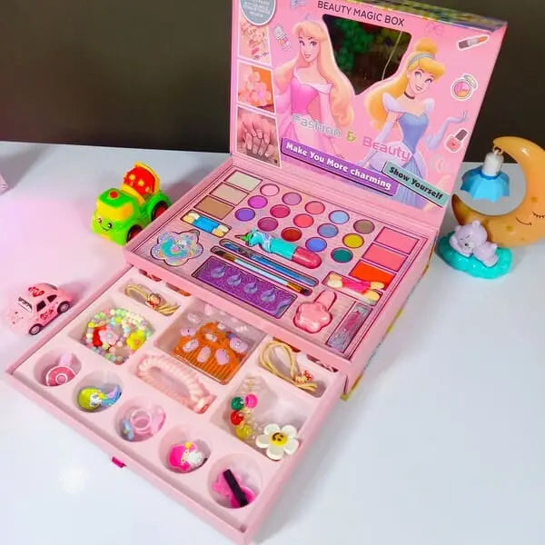 ✨ Princess Makeup Box Set – With Hair Accessories & Bead Bracelet Kit ✨