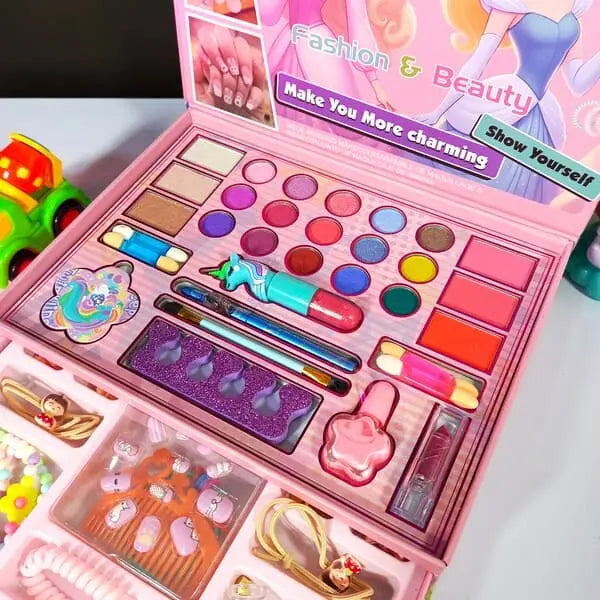 ✨ Princess Makeup Box Set – With Hair Accessories & Bead Bracelet Kit ✨
