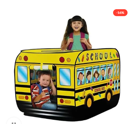 Kids Indoor & Outdoor Pop-Up School Bus Play Tent