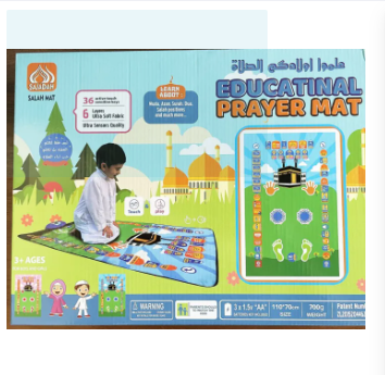 Educational Prayer Mat for Kids – Interactive Learning Prayer Mate with Islamic Duas & Salah Guide