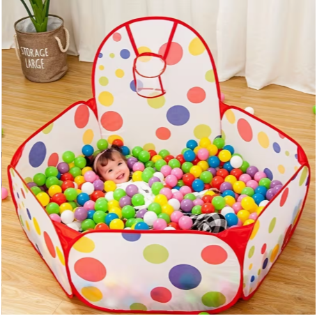 Pop-Up Ball Pit with Foldable Tent for Toddlers, Fun Basketball Hoop