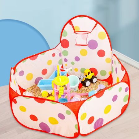 Pop-Up Ball Pit with Foldable Tent for Toddlers, Fun Basketball Hoop