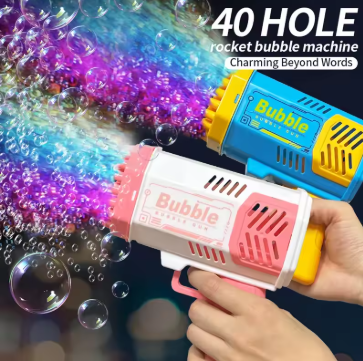 40Holes Bubble Gun Machine for Kids | Automatic Bubble with LED Lights