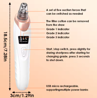 5-in-1 Blackhead remover  Pimple Popper Tool Pore Vacuum