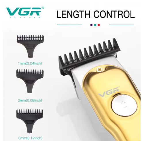 VGR V-290 Professional Hair Trimmer for Men - Gold Cordless Beard Clipper