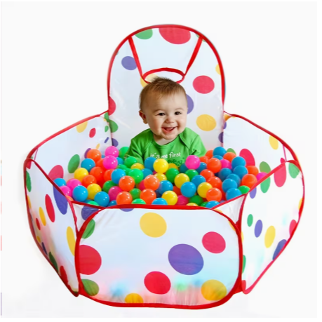 Pop-Up Ball Pit with Foldable Tent for Toddlers, Fun Basketball Hoop