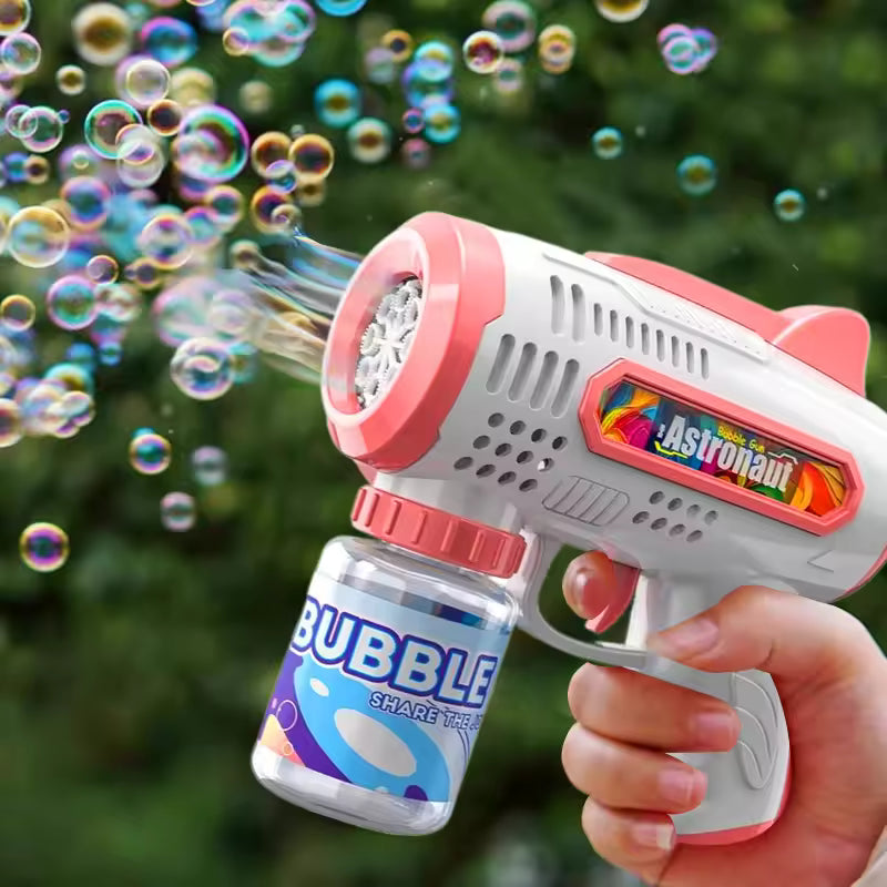 8 Holes Bubble Machine Electric Bubble Gun Automatic Bubble Blowing Toy with Lights Automatic Soap Blower