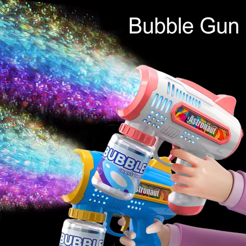 8 Holes Bubble Machine Electric Bubble Gun Automatic Bubble Blowing Toy with Lights Automatic Soap Blower