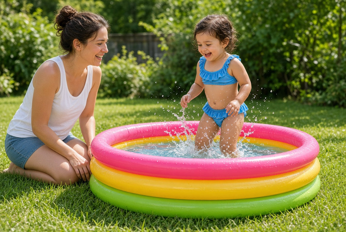 Inflatable Outdoor Pool  A Rainbow-colored 2ft pool tub
